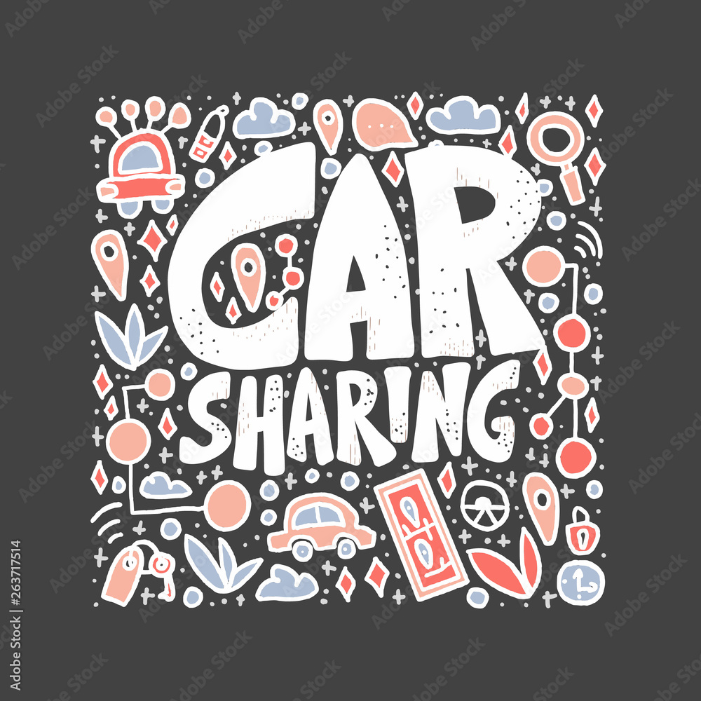 Car sharing concept. Vector flat illustration.