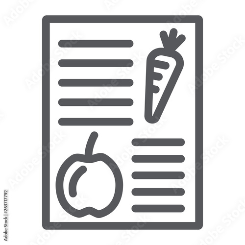 Diet plan line icon, health and meal, balanced meal sign, vector graphics, a linear pattern on a white background.