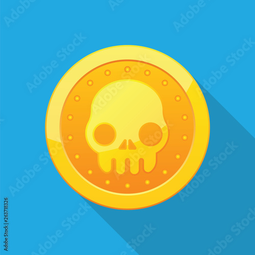 Gold pirate coin vector flat design.