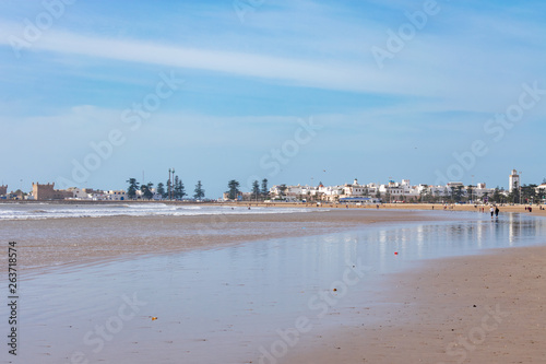 Beach in Essaouira Morocco with Buildings