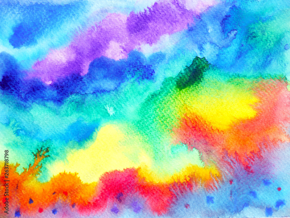 rainbow colorful background watercolor painting illustration hand drawn design