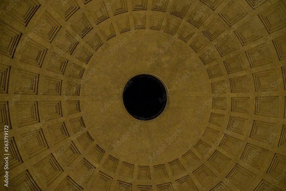 Rome (Italy). Architectural detail of the dome of the Pantheon in Rome