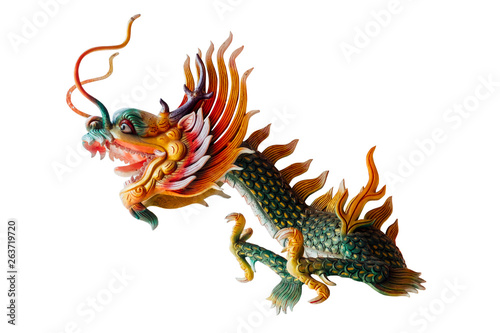 Fototapeta Naklejka Na Ścianę i Meble -  Colorful Chinese dragon on white background.