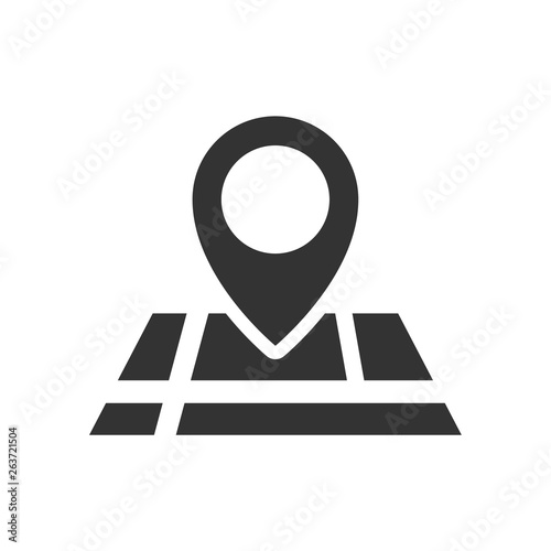 pointer on map location vector icon isolated on white background. travel and tourism concept. pointer on map flat icon for web and ui design