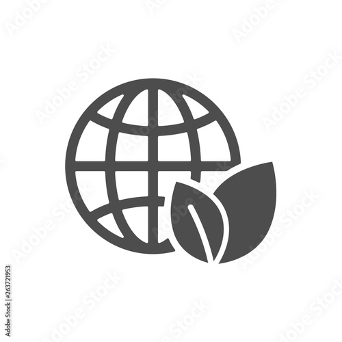 earth globe with leaves vector icon. go green. stop pollution to save environment and ecology of earth. eco friendly environment concept