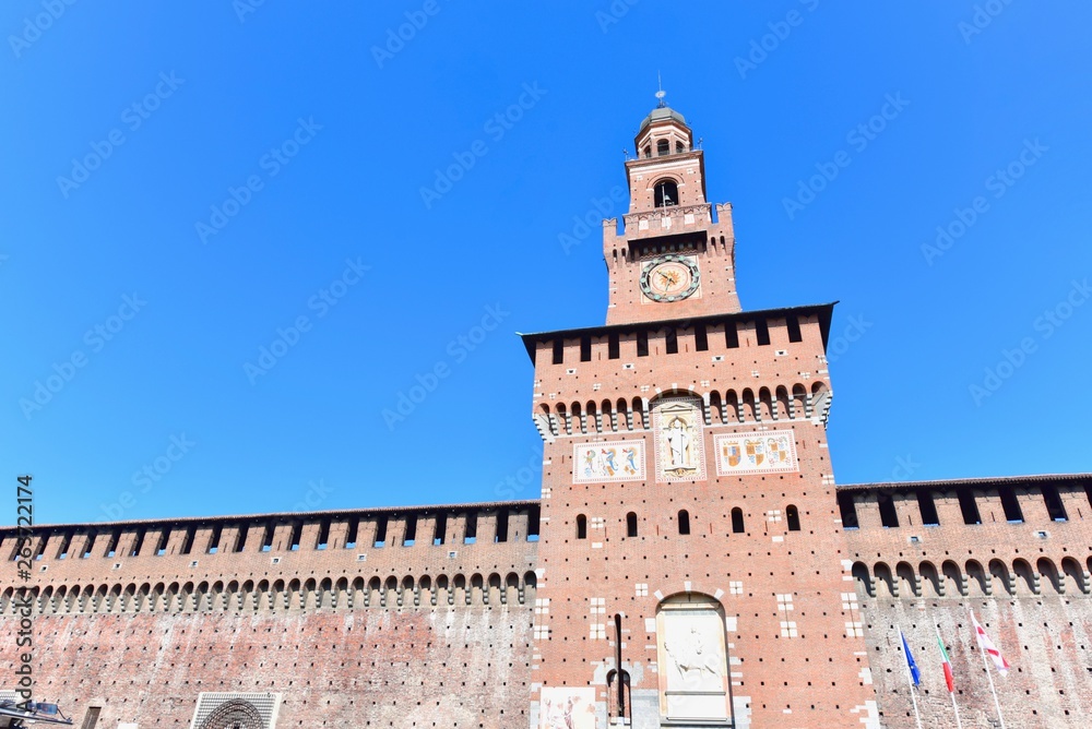 Tower of Filarete at Sforzesco Castle in Milan, Italy