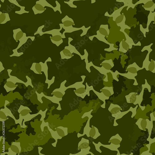 Forest camouflage of various shades of green colors