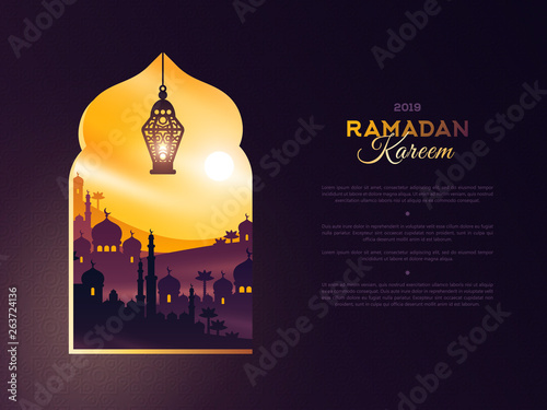 Ramadan Kareem window at sunset