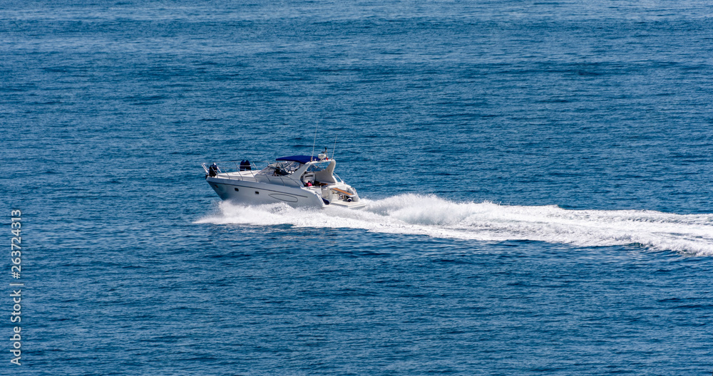 Motorboat in navigation Motorboat in navigation