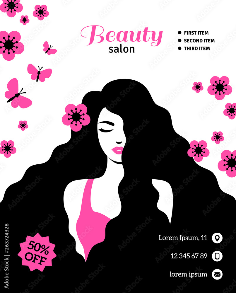 Flyer or card template with woman