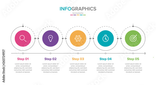 Vector infographic label template with icons. 5 options or steps. Infographics for business concept. Can be used for info graphics, flow charts, presentations, web sites, banners, printed materials.