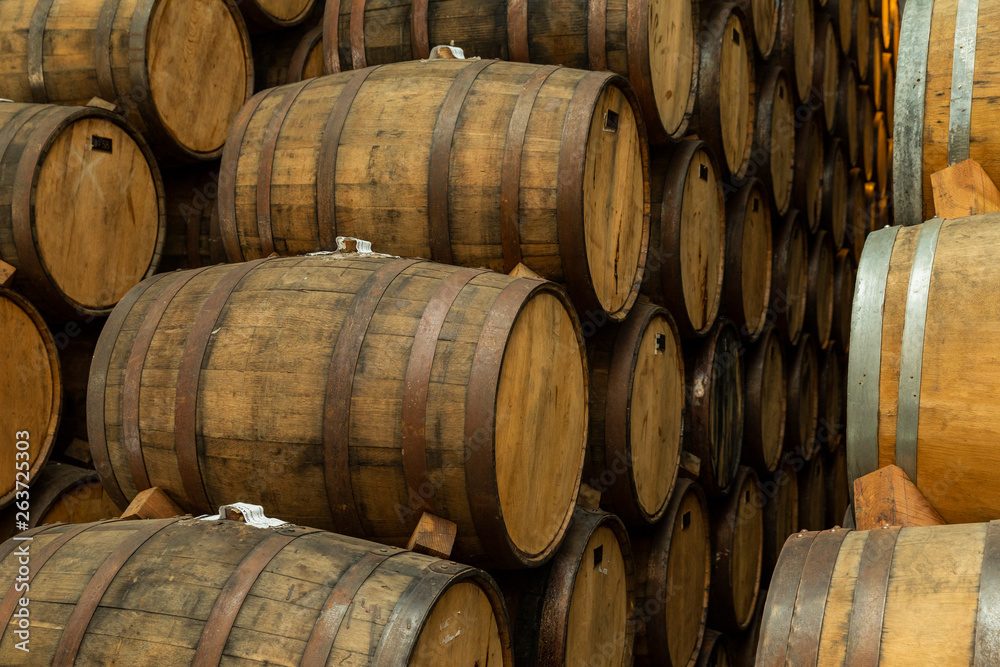 Pile of wine barrels
