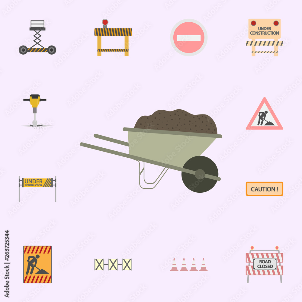 manual construction cart colored icon. Building materials icons universal set for web and mobile