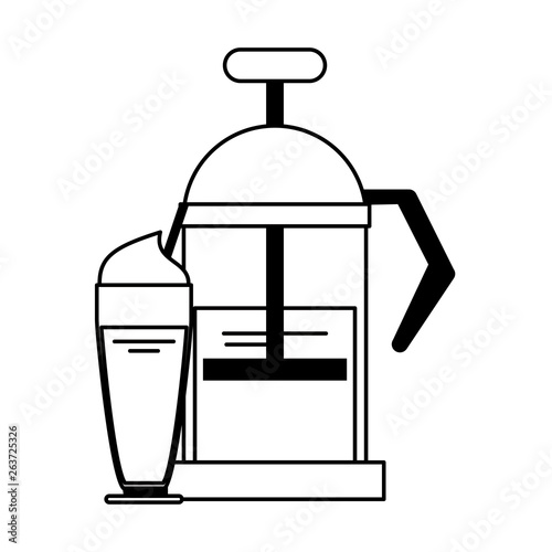 Manual coffee maker sweet drink in black and white