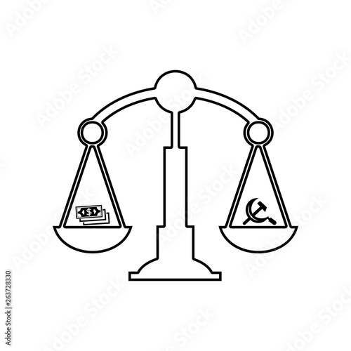 scales of communism and capitalism icon. Element of Communism Capitalism for mobile concept and web apps icon. Outline, thin line icon for website design and development