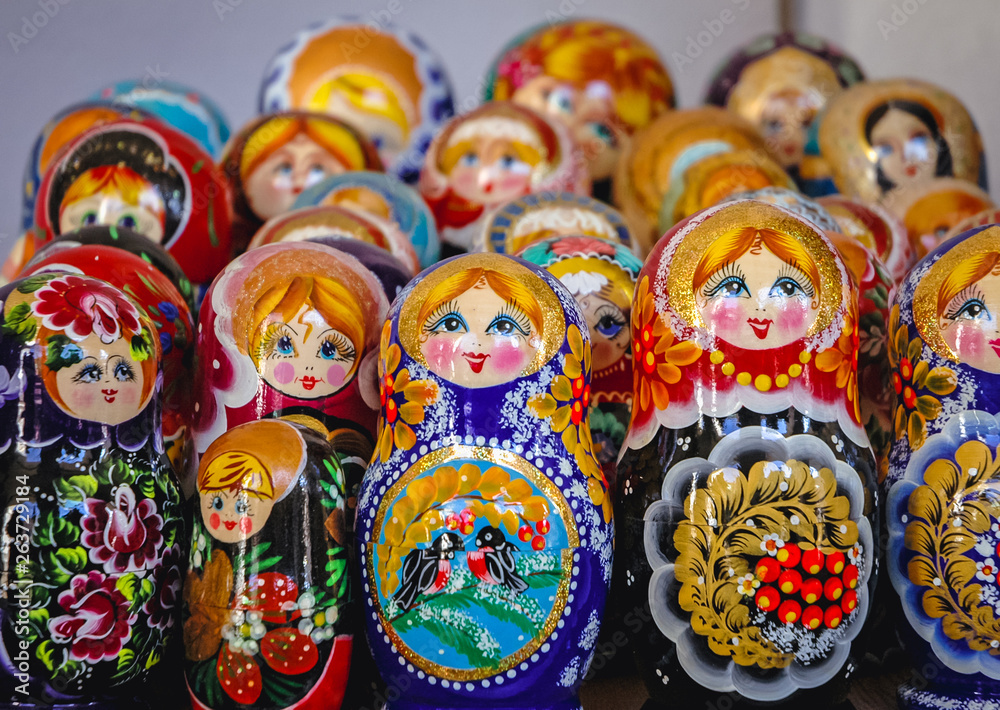 Matryoshka dolls for sale on the Old Town in Warsaw city