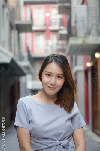 portrait of thai china adult office girl relax and smile