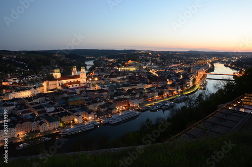 Panoramic view of Passau at night
