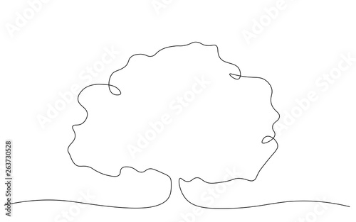 Tree one line drawing vector illustration