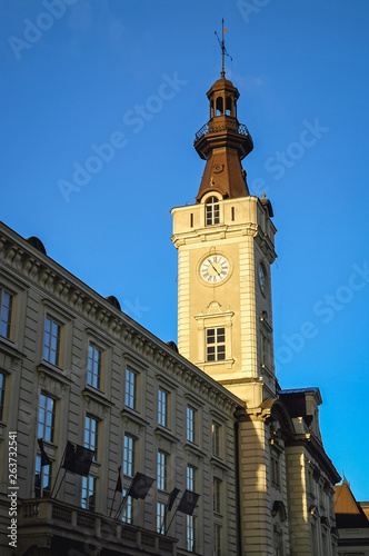 Reconstructed Jablonowski Palace, former City Hall located on Theatre Square in Warsaw city photo