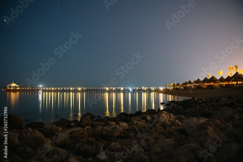Panorama view of the night sky over beach, Egypt