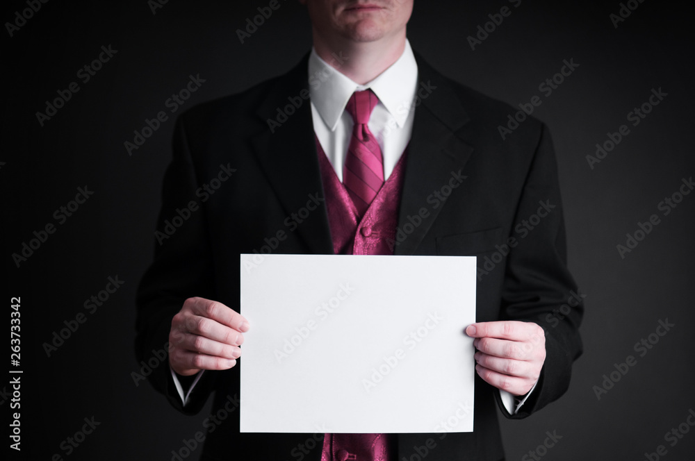 Young Businessman Holding Blank Sign - Business Young Businessman Holding Blank Sign - Business