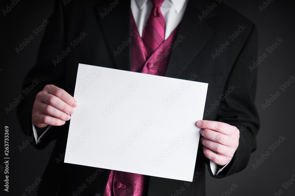 Young Businessman Holding Blank Sign - Business Young Businessman Holding Blank Sign - Business