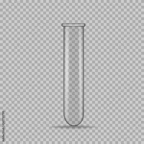 Transparent glass test tube, vector.