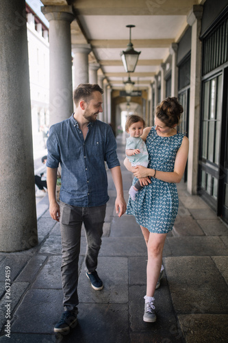 Happy family walking together