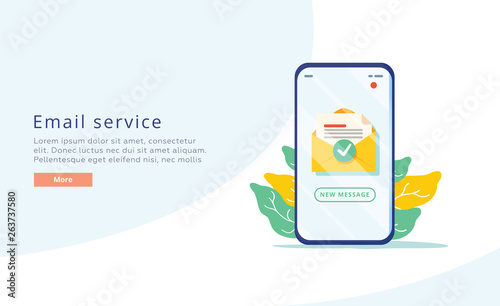 Email service creative flat vector illustration. Electronic mail message concept as part of business marketing. Webmail