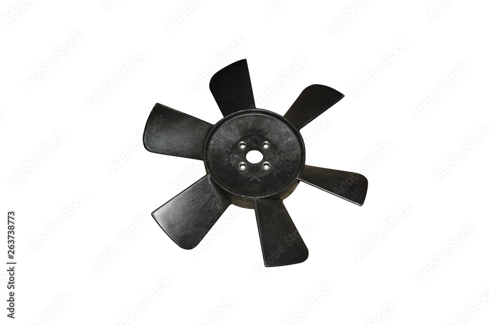 Plastic car radiator cooling impeller on isolated white background