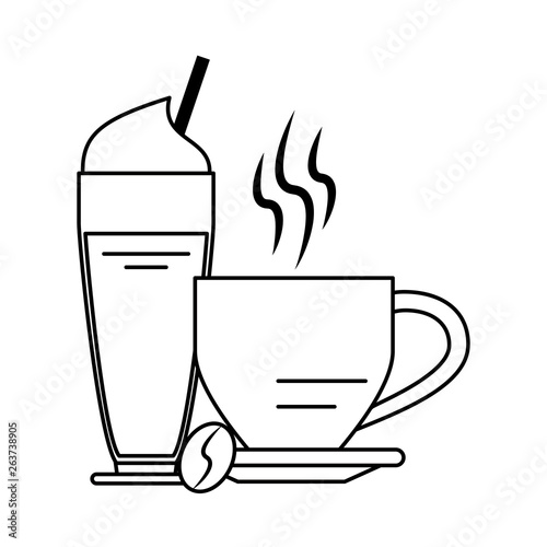 Coffee cup hot beverage coffeeshop products in black and white