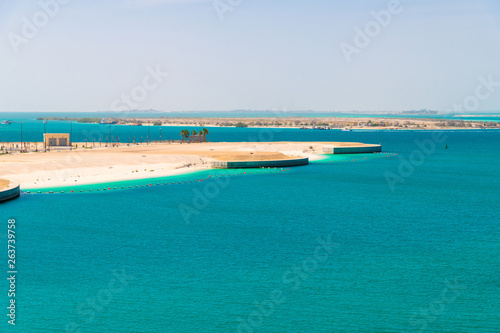 A fragment of the sea and the beach in Abu Dhabi, UAE