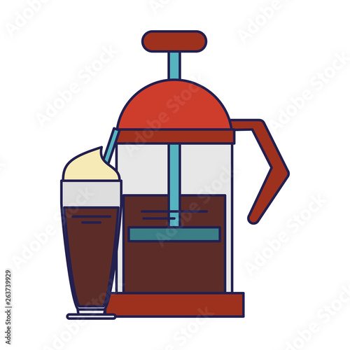 Manual coffee maker sweet drink blue lines
