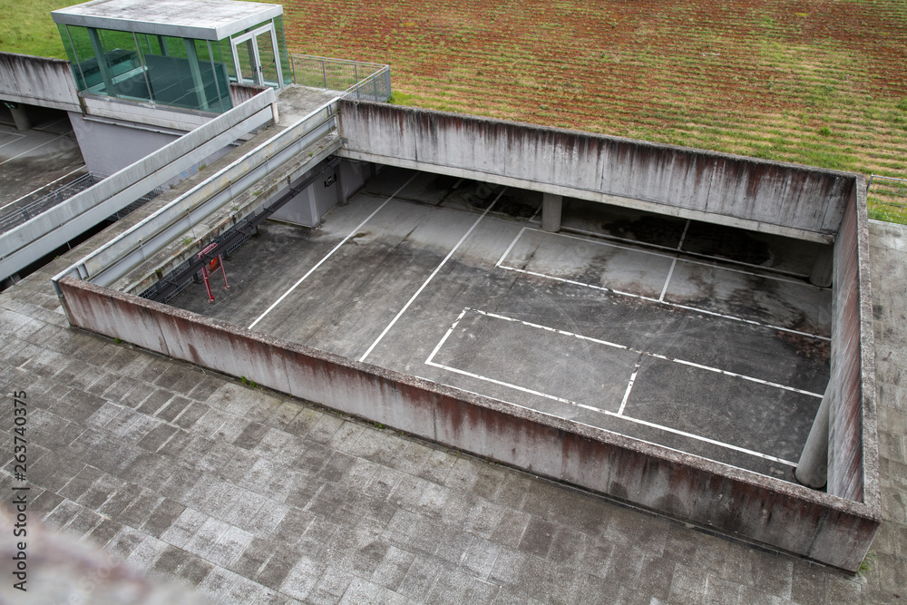 View from above of Empty space parking lot on outdoor View from above of Empty space parking lot on outdoor