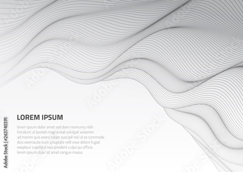 Abstract background with volumetric waves. Volumetric forms of lines.