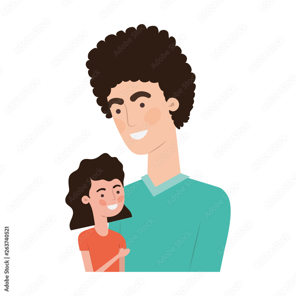 father with daughter avatar character father with daughter avatar character