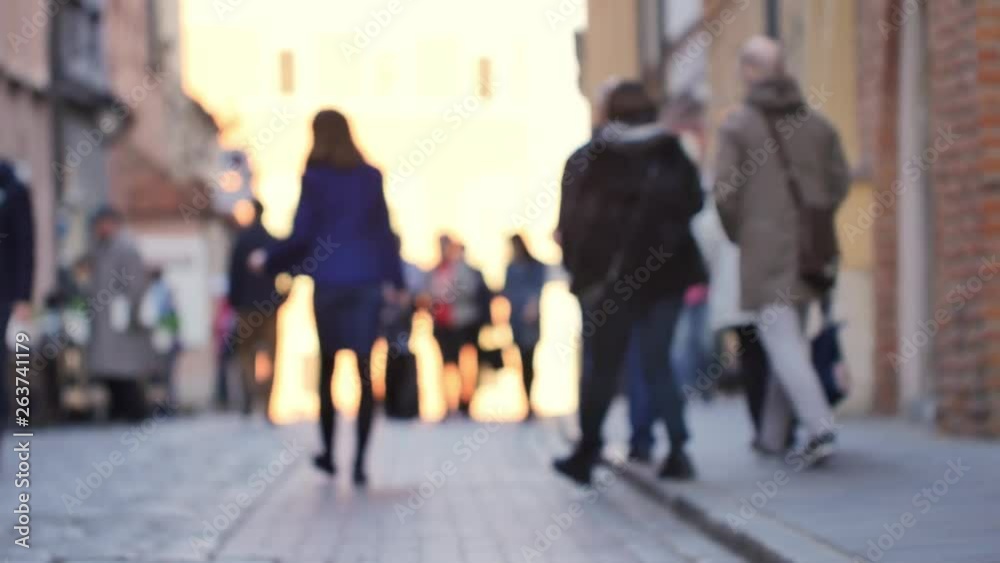 People walking on the streets of Warsaw's Old Town. Unrecognizable people footage. People walking on the streets of Warsaw's Old Town. Unrecognizable people footage.