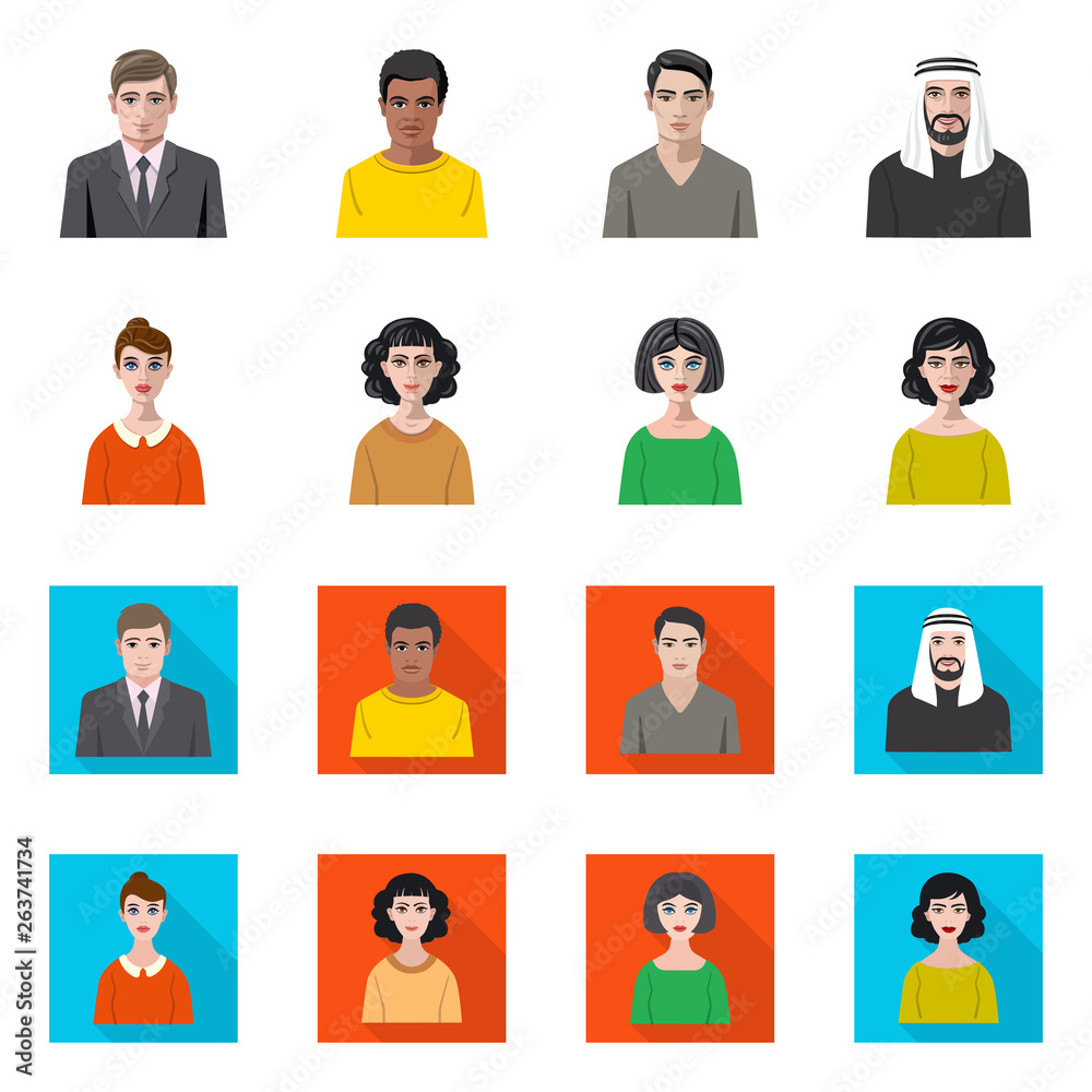 Isolated object of hairstyle and profession logo. Set of hairstyle and character vector icon for stock. Isolated object of hairstyle and profession logo. Set of hairstyle and character vector icon for stock.