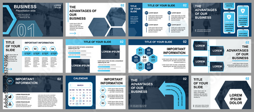 Business presentation slides templates from infographic elements. Can be used for presentation template, flyer and leaflet, brochure, corporate report, marketing, advertising, annual report, banner.