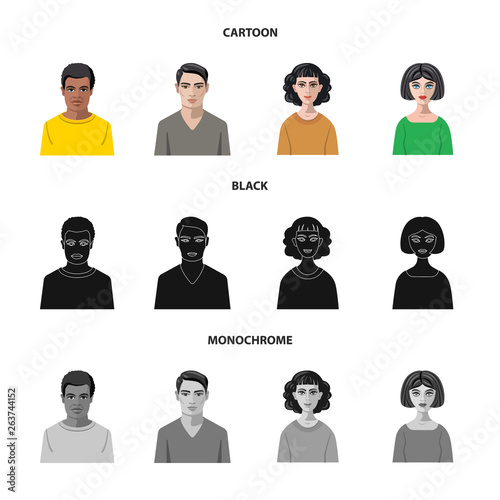 Vector illustration of hairstyle and profession  logo. Collection of hairstyle and character  stock symbol for web.