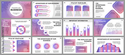 Business presentation slides templates from infographic elements. Can be used for presentation template, flyer and leaflet, brochure, corporate report, marketing, advertising, annual report, banner.