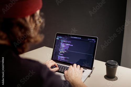 Stampa su tela Programmer and coder working in the development environment