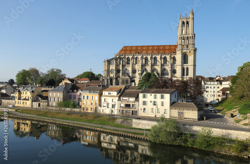 The medieval Collegiate Church of Our Lady of Mantes in the small town of Mantes-la-Jolie, about 50 km west of Paris, France.