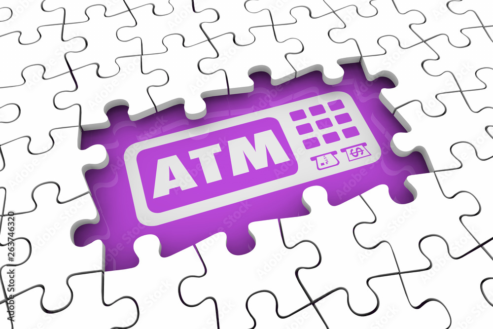 ATM Automated Teller Machine Bank Withdraw Puzzle Gap Hole Missing 3d Illustration ATM Automated Teller Machine Bank Withdraw Puzzle Gap Hole Missing 3d Illustration