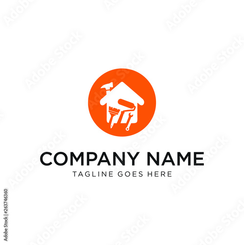 Home improvement logo vector. Home repair logo . House Home Improvement Logo Design .Creative House Renovation Service logo design. Modern Real Estate Logo. Company, home.