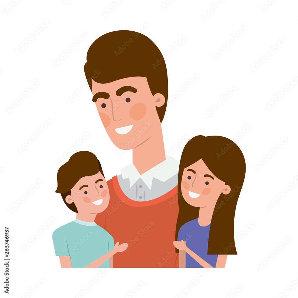 father with children avatar character father with children avatar character