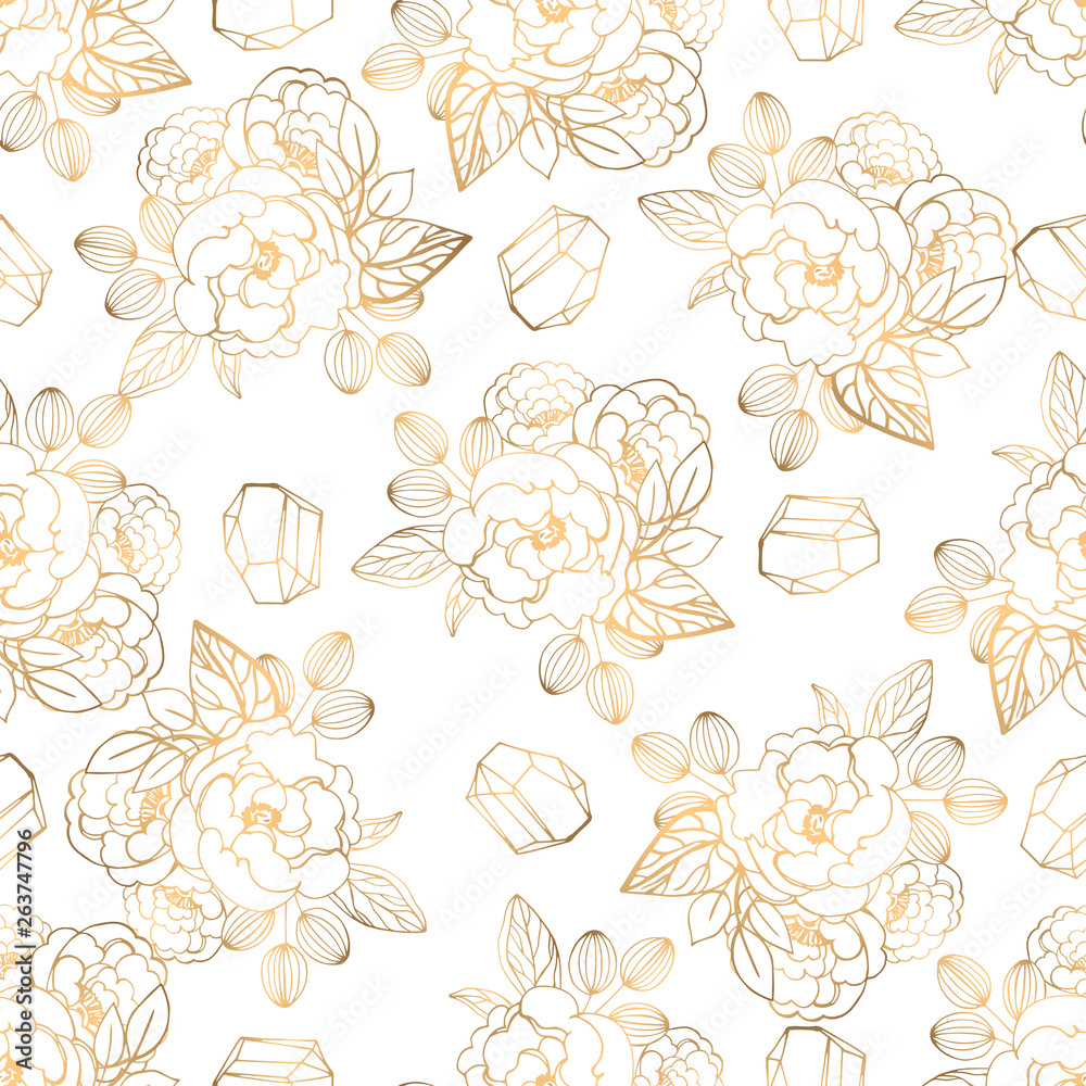 Hand drawn seamless pattern with jewerly and floral elements
