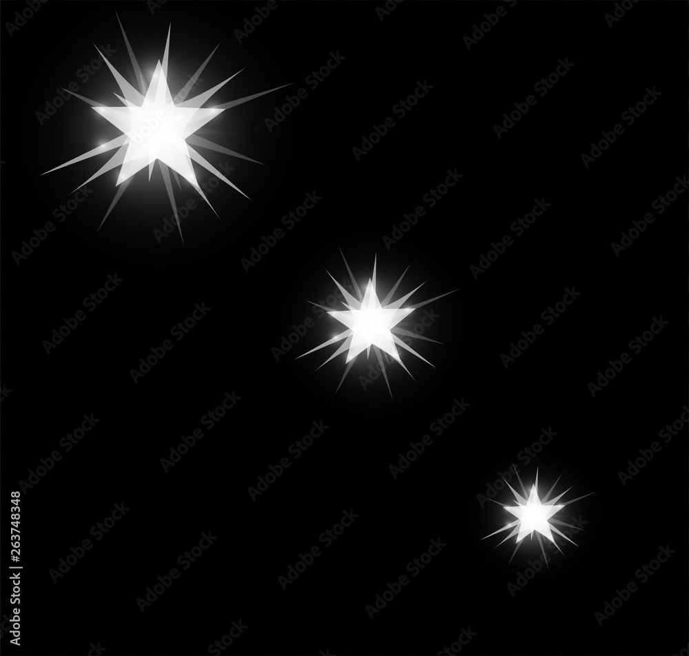 Multicolored bright glowing and shining star dflares effect isolated on black background. Vector illustration Multicolored bright glowing and shining star dflares effect isolated on black background. Vector illustration