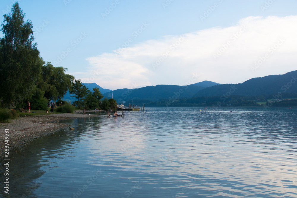 A View of Lake Tegernsee in Germany on a Summer Evening